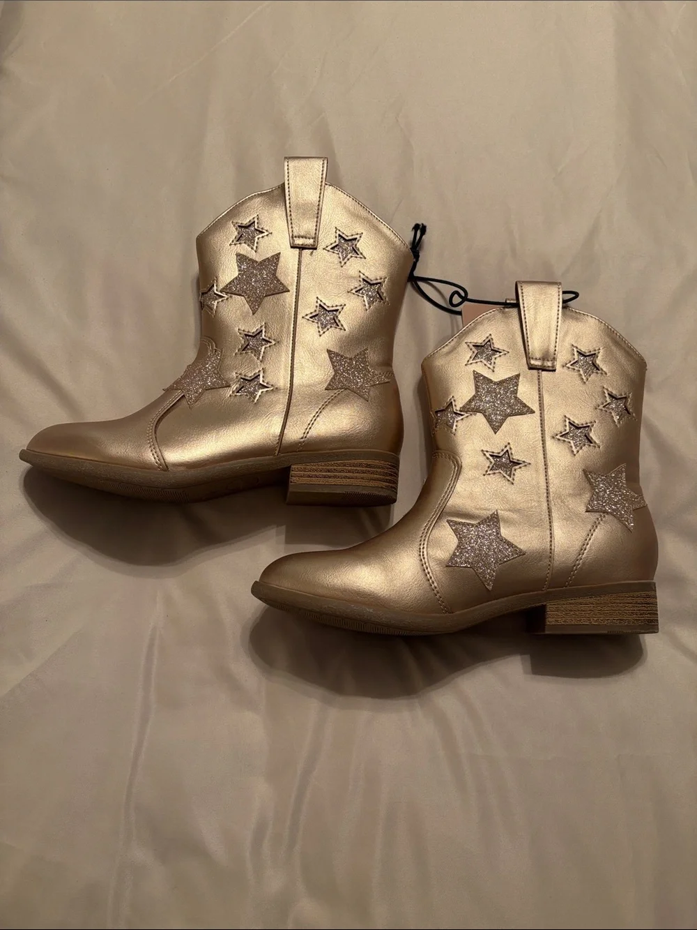 NWT Thereabouts Big Kid Girls Sienna Flat Heel Glitter Stars Western  Boots